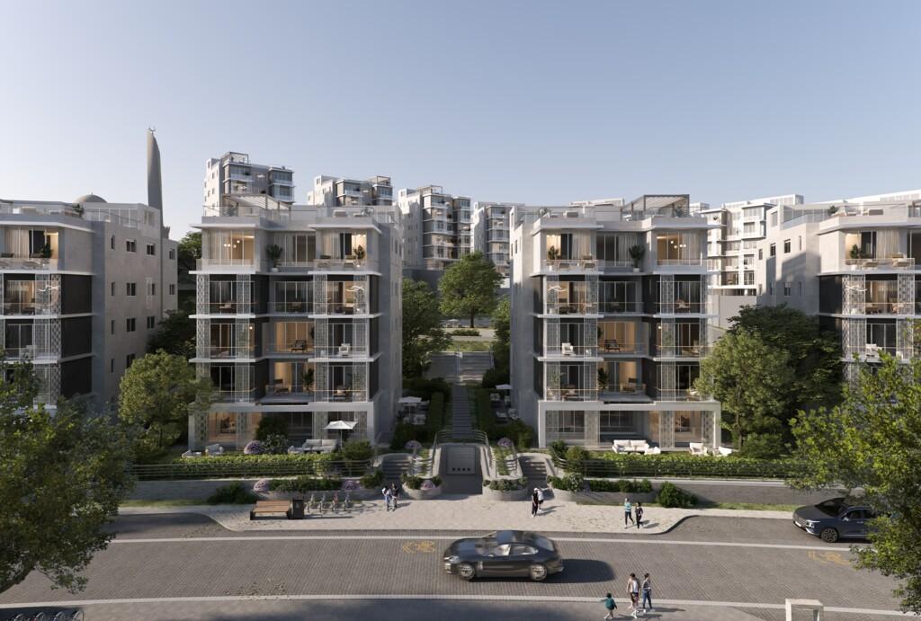 Horizon residential buildings with wide spacing between blocks