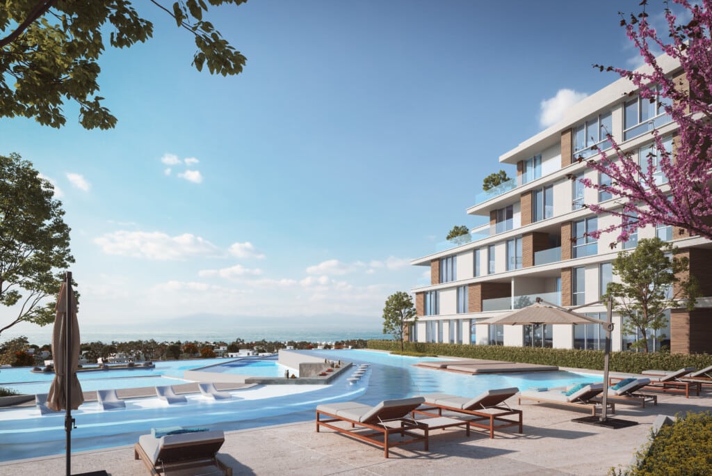 Modern residential buildings at Vero North Coast overlooking the Mediterranean Sea